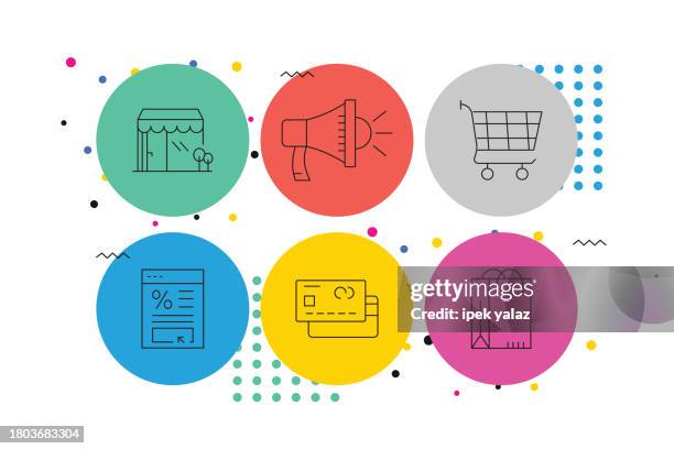 e-commerce ,thin line icons in vector style. ready template for icons, infographics, mobile and web etc. - mall security stock illustrations
