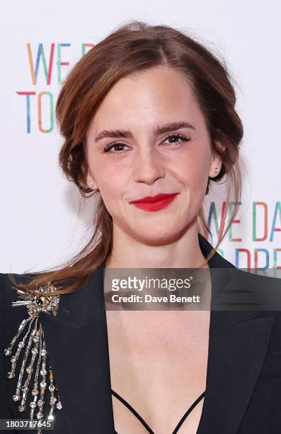 Emma Watson attends the Premiere screening of "We Dare to Dream" at Cineworld Leicester Square on November 26, 2023 in London, England.