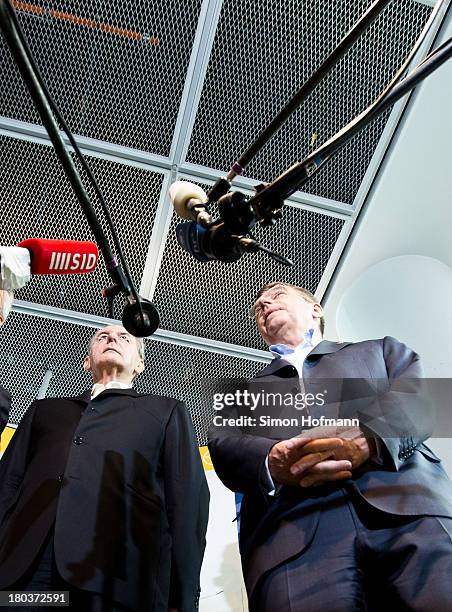 New IOC President Thomas Bach and Jacques Rogge arrive at Frankfurt Airport on September 12, 2013 in Frankfurt am Main, Germany.