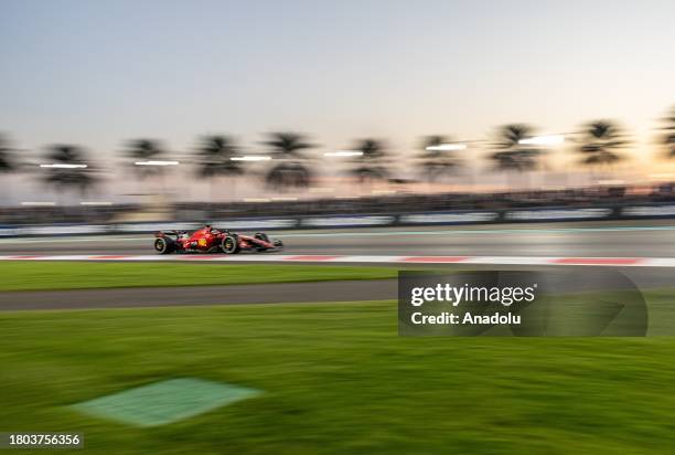 Charles Leclerc of Ferrari competes during the F1 Grand Prix of Abu Dhabi at the Yas Marina Circuit in Abu Dhabi, United Arab Emirates on November...