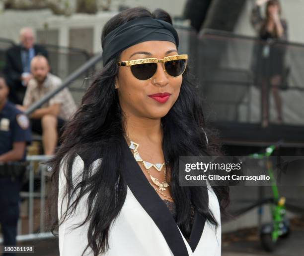 Singer Melanie Fiona attends 2014 Mercedes-Benz Fashion Week during day 7 on September 11, 2013 in New York City.
