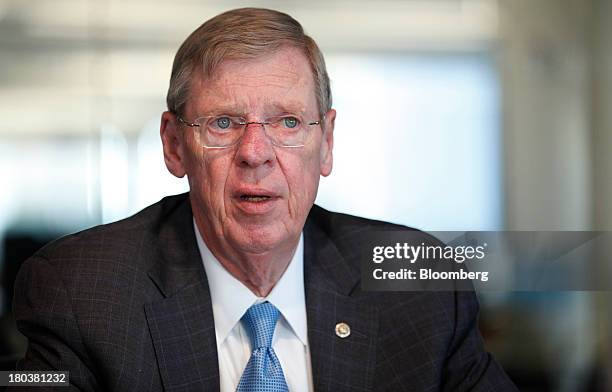 Senator John "Johnny" Isakson, a Republican from Georgia, speaks during an interview in Washington D.C., U.S. On Thursday, Sept. 12, 2013. Isakson...