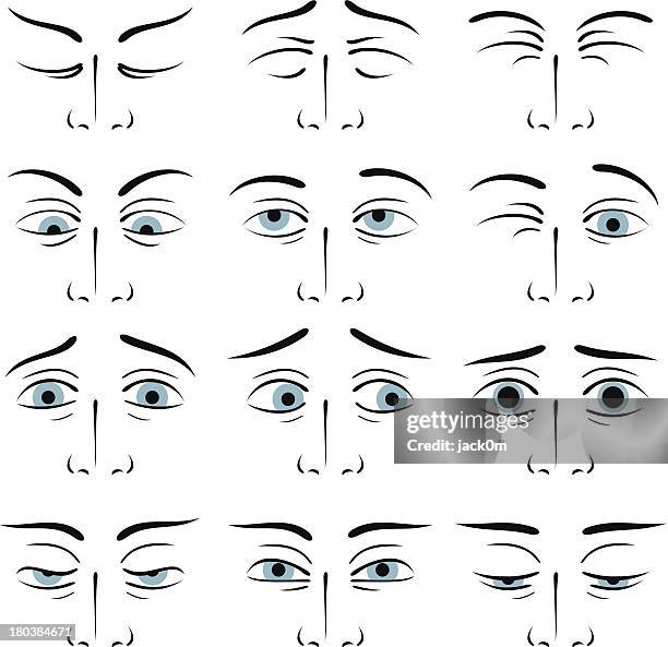 ilustraciones, imágenes clip art, dibujos animados e iconos de stock de expresiones de los ojos - ojos cerrados