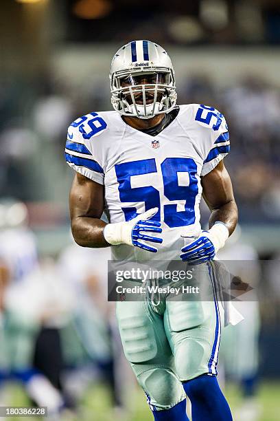 Ernie Sims of the Dallas Cowboys on the field before a game against the New York Giants at AT&T Stadium on September 8, 2013 in Arlington, Texas. The...