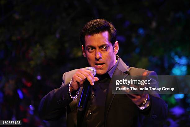 Bollywood actor Salman Khan in the press conference of Big Boss season 7 in Grand Hyatt on 11th September, 2013 in Mumbai.