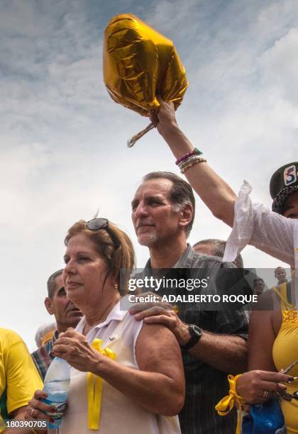 One of the Cuban Five, Rene Gonzalez and his wife Olga Salanueva, participate in the campaign for the freedom of the Cuban 5, on September 12, 2013...