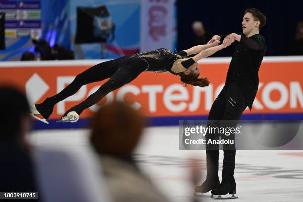 Yekaterina Chikmareva - Matvei Yanchenkov perform during the pairs skating of the Rostelecom Grand Prix Russia at the Megasport Arena in Moscow,...