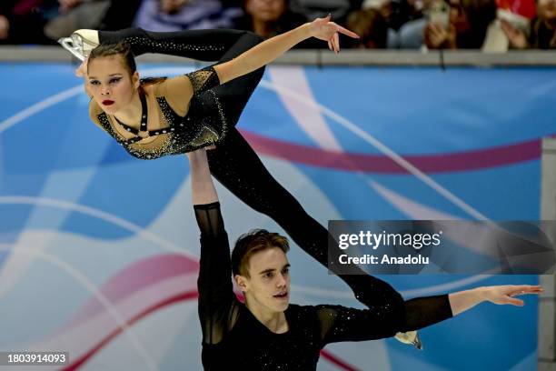 Yekaterina Chikmareva - Matvei Yanchenkov perform during the pairs skating of the Rostelecom Grand Prix Russia at the Megasport Arena in Moscow,...