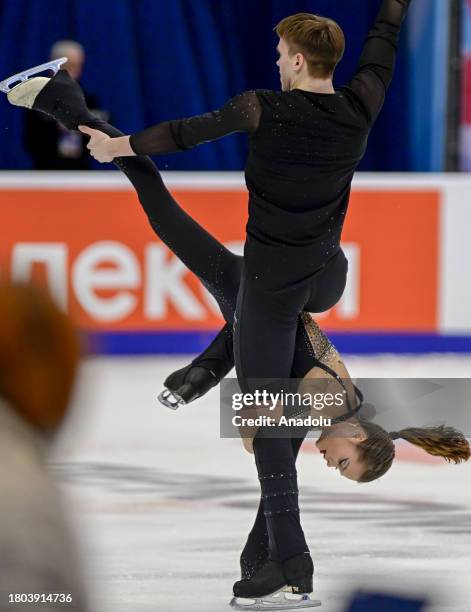 Yekaterina Chikmareva - Matvei Yanchenkov perform during the pairs skating of the Rostelecom Grand Prix Russia at the Megasport Arena in Moscow,...