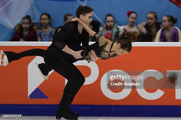 Yekaterina Chikmareva - Matvei Yanchenkov perform during the pairs skating of the Rostelecom Grand Prix Russia at the Megasport Arena in Moscow,...