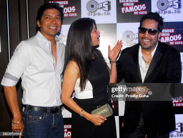 Shaan, Guest and Mika Singh attend the music launch of film 'Balwinder Singh Famous Ho Gaya' on September 9, 2014 in Mumbai, India