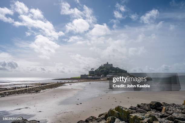 General view of St Michael's Mount, a tidal island in Mount's Bay on September 18, 2023 in Marazion, Cornwall, England.