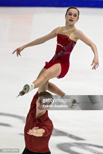 Yulia Artemyeva - Alexei Bryukhanov perform during the pairs skating of the Rostelecom Grand Prix Russia at the Megasport Arena in Moscow, Russia on...