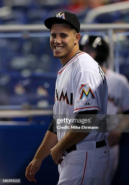 Jose Fernandez of the Miami Marlins looks on during a game against the Atlanta Braves at Marlins Park on September 12, 2013 in Miami, Florida.