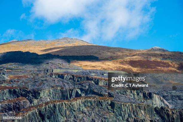 dinorwic slate mine llanberis - slate quarries photos et images de collection