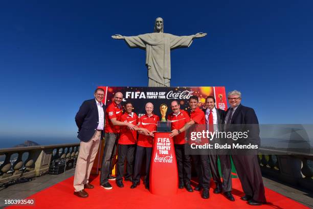 Marketing Director Thierry Weil, Brazilian FIFA World Cup winners Marcos, Amarildo, Zagallo, Rivelino and Bebeto, Coca Cola VP Michael Davidovich and...
