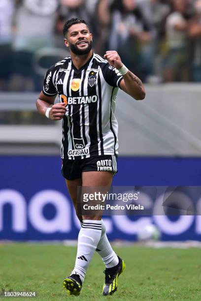 Hulk of Atletico Mineiro celebrates after scoring the team´s third goal during between Atletico Mineiro and Gremio as part of Brasileirao 2023 at...