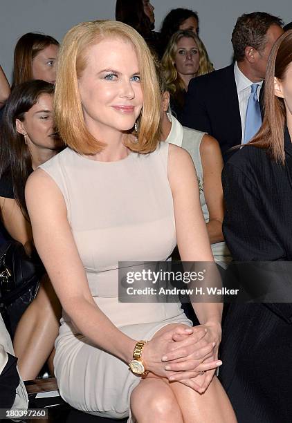 Actress Nicole Kidman attends the Calvin Klein Collection fashion show during Mercedes-Benz Fashion Week Spring 2014 at Spring Studios on September...