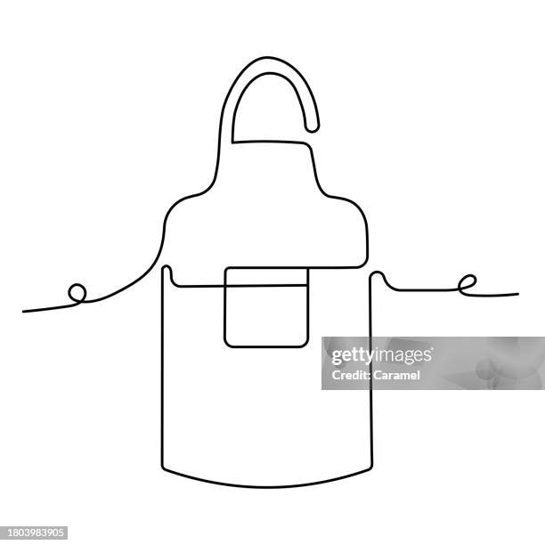 continuous line apron icon - regular kitchen stock illustrations