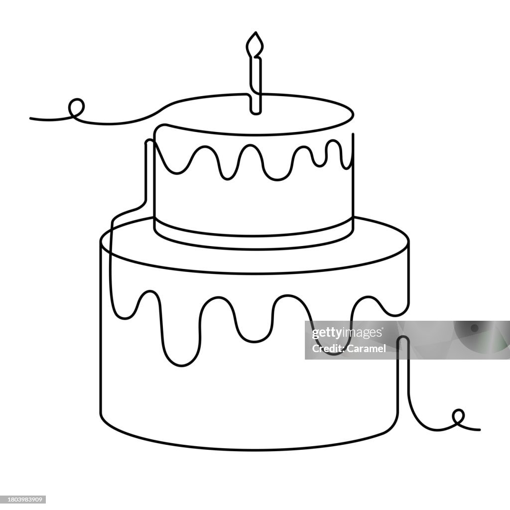 Geburtstagstorte durchgehendes Liniensymbol