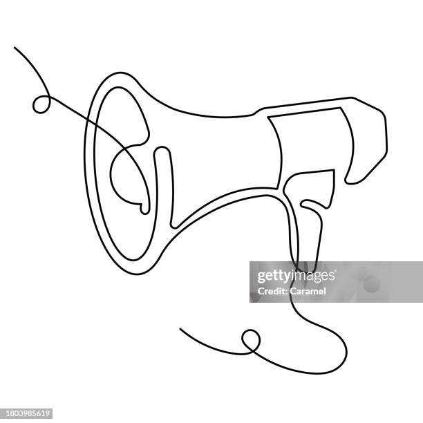 megaphone continuous line icon - draft and trade press conferences stock illustrations