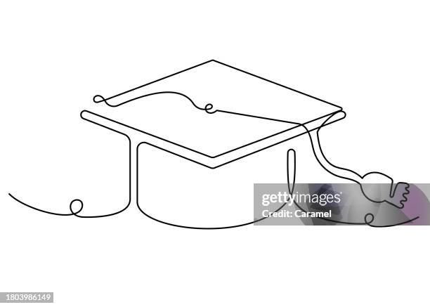 mörtelbrett-symbol für durchgehende linie - university student stock-grafiken, -clipart, -cartoons und -symbole