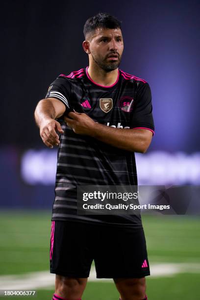 Sergio Aguero of Kunisports looks on during the round 4 of the Kingdom Cup match between Kunisports and Ultimate Mostoles at Cupra Arena Stadium on...