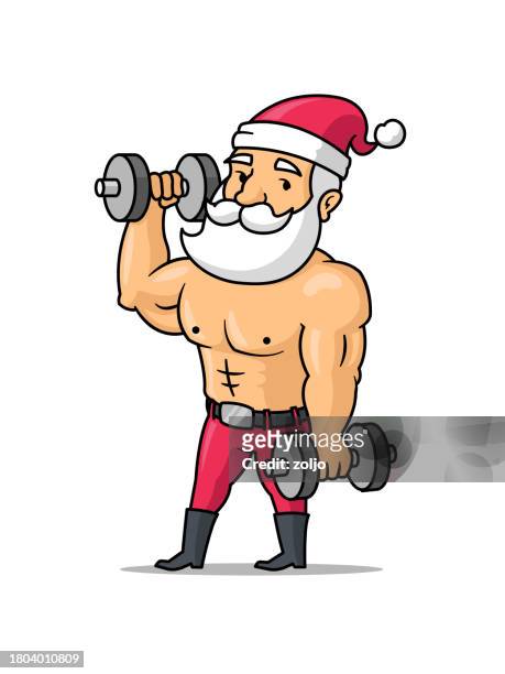 santa claus bodybuilder lifting weights funny