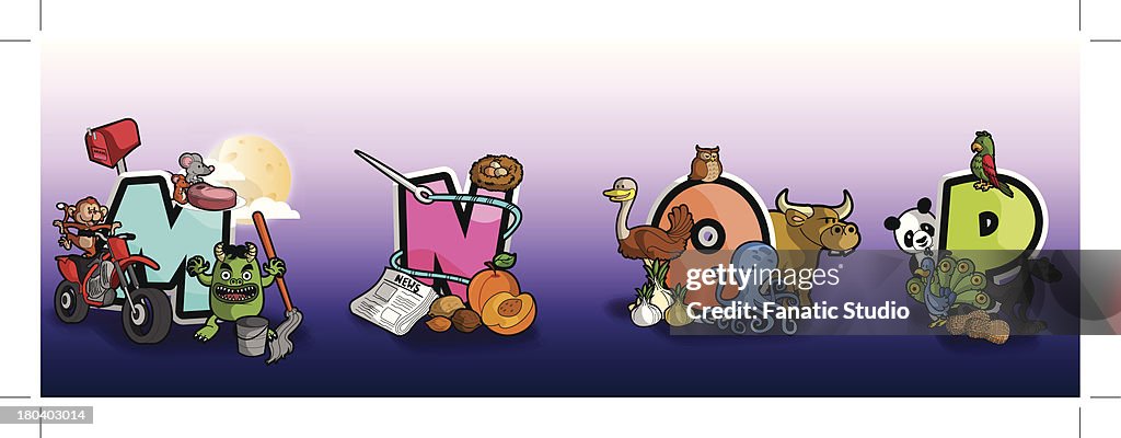 Illustration of MNOP against purple background