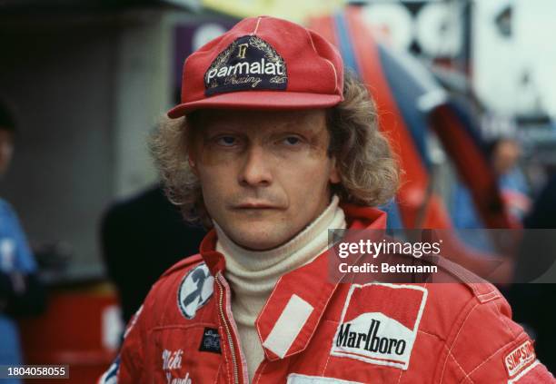 Austrian racing driver Niki Lauda in the pits at Brands Hatch during the British Grand Prix, Kent, July 15th 1978.