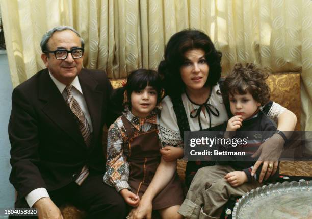 Yitzhak Navon , President-elect of Israel, with his wife, Ofira Resnikov Navon , daughter Nira and son Erez in Jerusalem 1978.