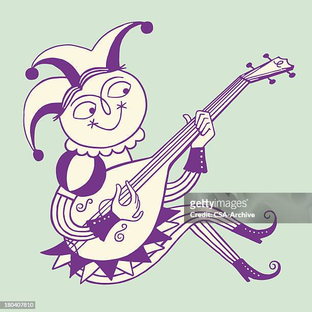 jester playing an instrument - jester stock illustrations