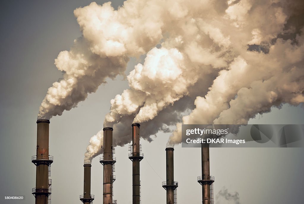 USA, Florida, Industrial smokestacks