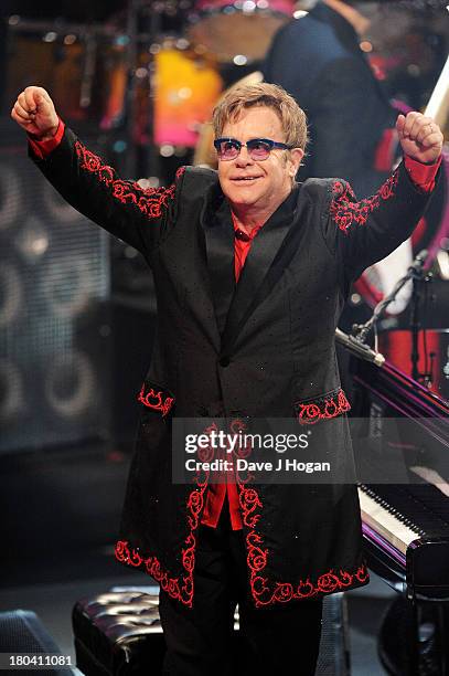 Elton John performs at day 12 of the iTunes Festival 2013 at The Camden Roundhouse on September 12, 2013 in London, England.