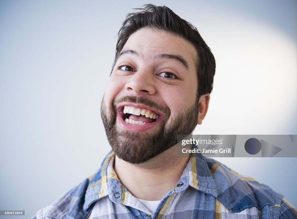 USA, New Jersey, Jersey City, Portrait of happy man, laughing