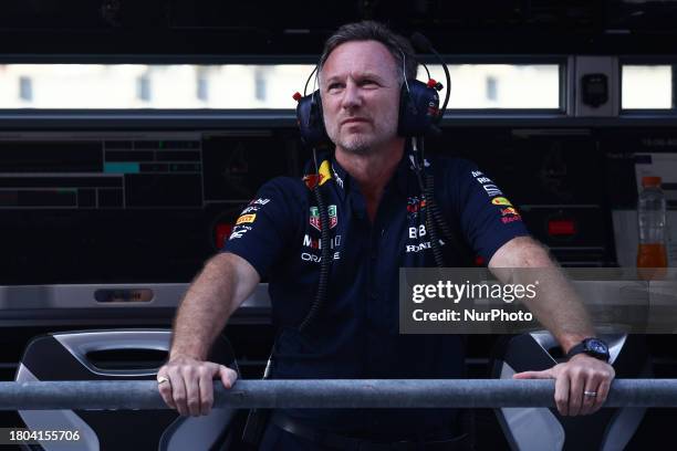 Christian Horner ahead of the Formula 1 Abu Dhabi Grand Prix at Yas Marina Circuit in Abu Dhabi, United Arab Emirates on November 26, 2023.