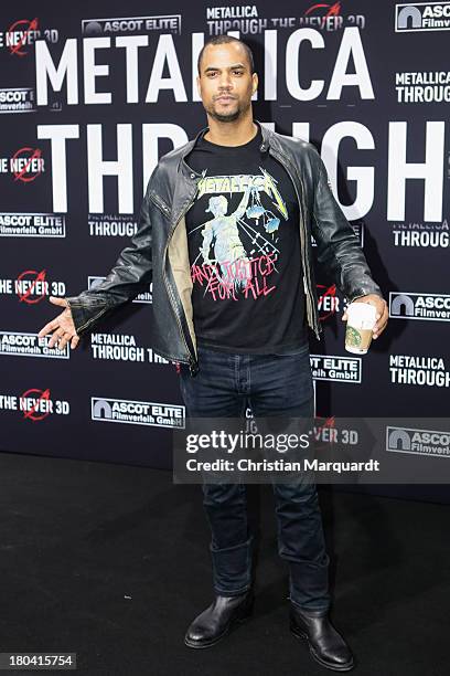 Patrice Bouedibela attends the German premiere of 'Metallica - Through The Never' on September 12, 2013 in Berlin, Germany.