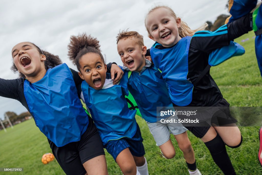 Siegesfeier beim Fußballtraining
