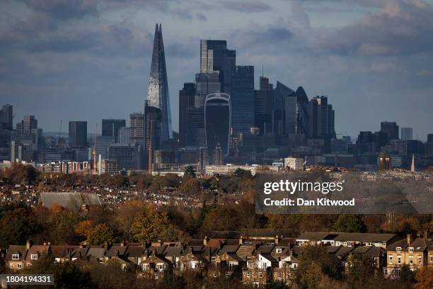 View over the City of London skyline including the 'Square Mile' on November 20, 2023 in London, United Kingdom.