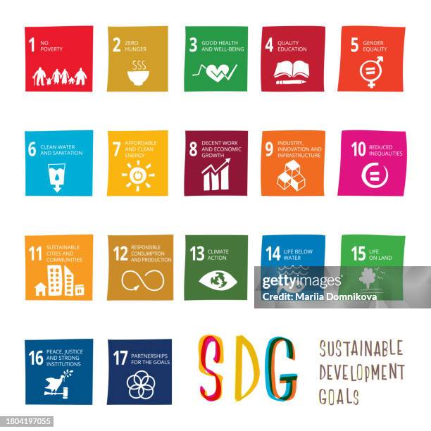 sustainable development goals set - sustainable development goals icons stock illustrations