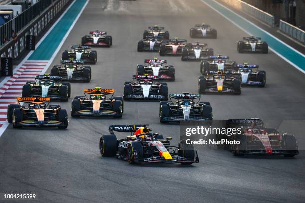 The start of Formula 1 Abu Dhabi Grand Prix at Yas Marina Circuit on November 26, 2023 in Abu Dhabi, United Arab Emirates.