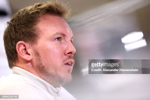 Julian Nagelsmann, head coach of Germany talks to the media during a DFB Press Conference at Ernst Happel Stadion on November 20, 2023 in Vienna,...