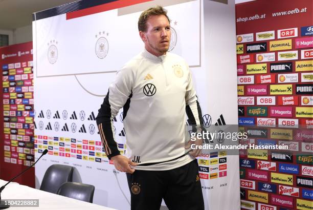 Julian Nagelsmann, head coach of Germany looks on after a DFB Press Conference at Ernst Happel Stadion on November 20, 2023 in Vienna, Austria.