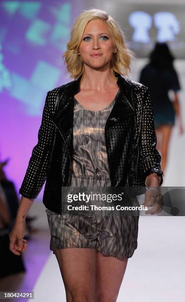 Actress Brittany Snow walks the runway during Just Dance with Boy Meets Girl show at the STYLE360 Fashion Pavilion in Chelsea on September 12, 2013...