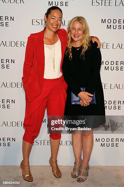 Cecilia Dean and Anne Slowey attend the Estee Lauder "Modern Muse" Fragrance Launch Party at the Guggenheim Museum on September 12, 2013 in New York...