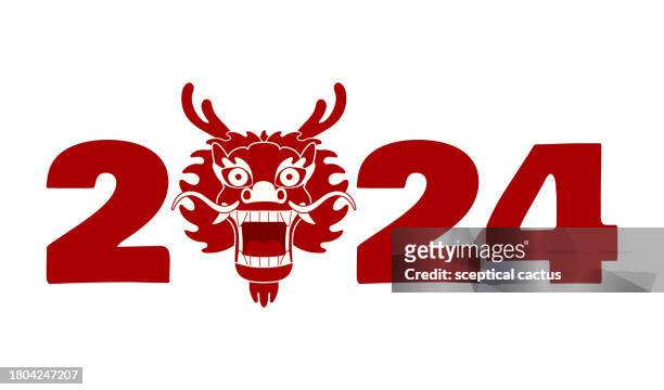 new year typography with chinese dragon