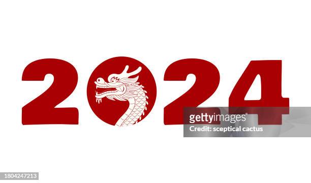 new year typography with chinese dragon