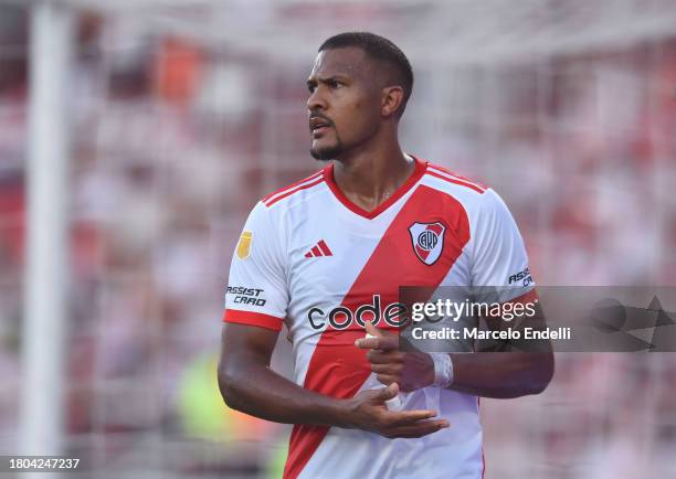 Salomon Rondon of River Plate looks on during a match between River Plate and Instituto as part of group A of Copa de la Liga Profesional 2023 at...