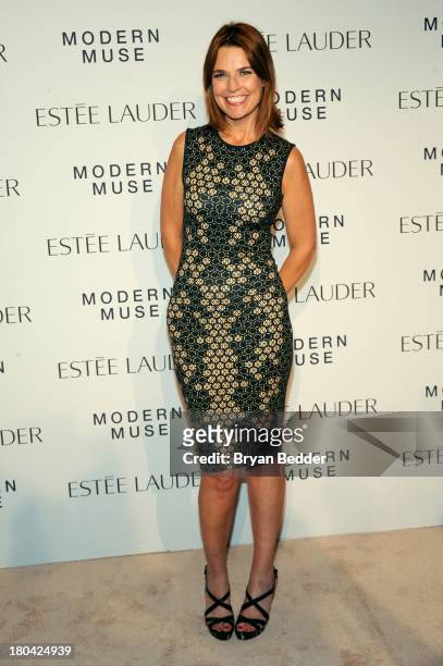 News Anchor Savannah Guthrie attends the Estee Lauder "Modern Muse" Fragrance Launch Party at the Guggenheim Museum on September 12, 2013 in New York...