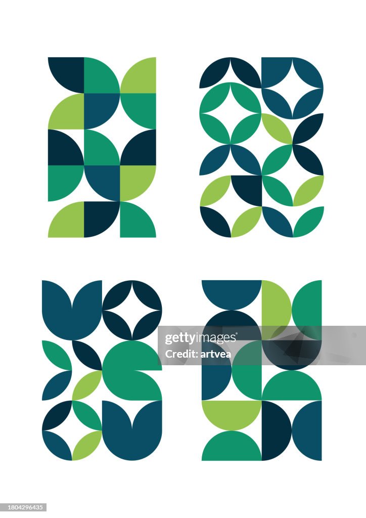 Vector set of minimalism geometric Bauhaus style symbol